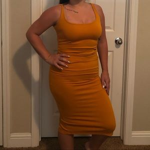 Mustard yellow bodycon dress